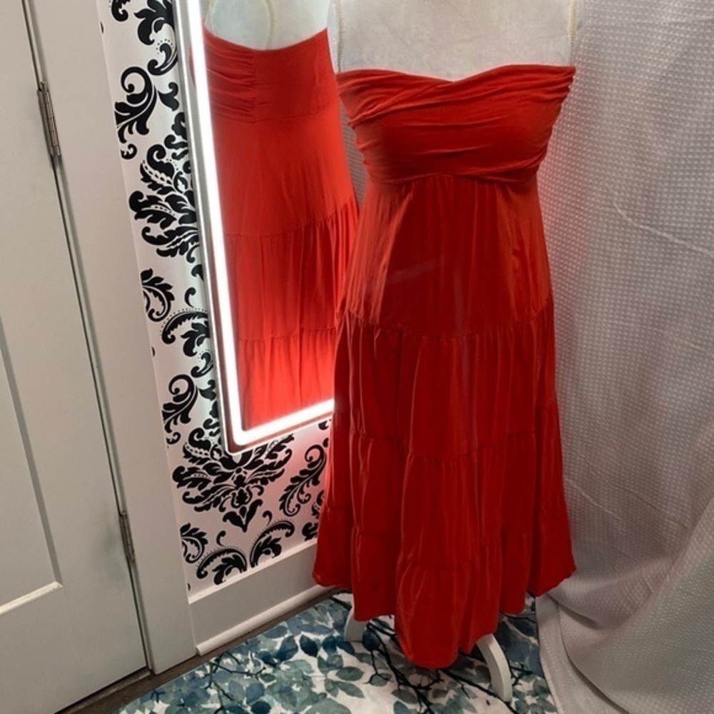 Orange Strapless Cotton dress by Soma